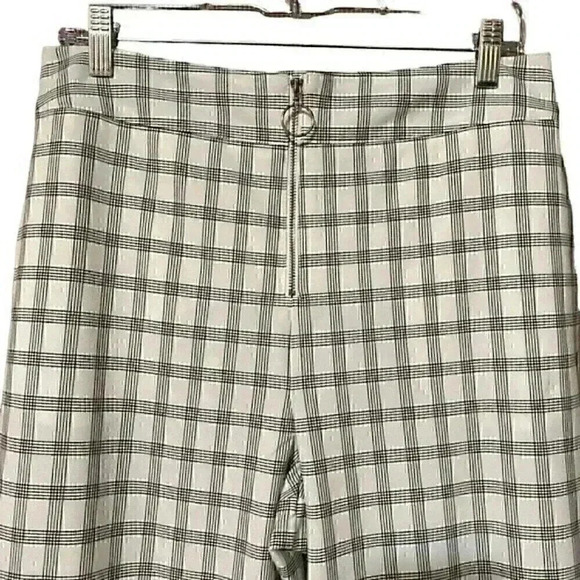 Danielle Bernstein Pant Women’s 8 Ivory Plaid Ring Zip Preppy Light Academia NWT - Picture 3 of 8